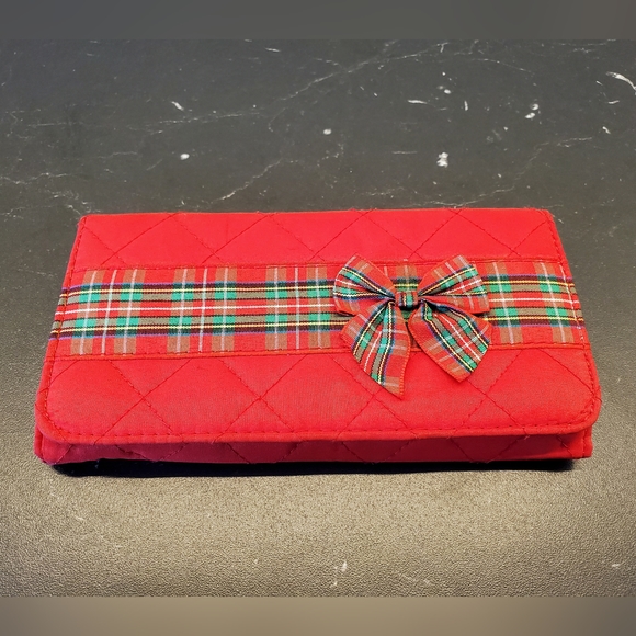 Source Unknown Handbags - Holiday Red and with Plaid Stripe Wallet.